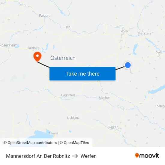 Mannersdorf An Der Rabnitz to Werfen map