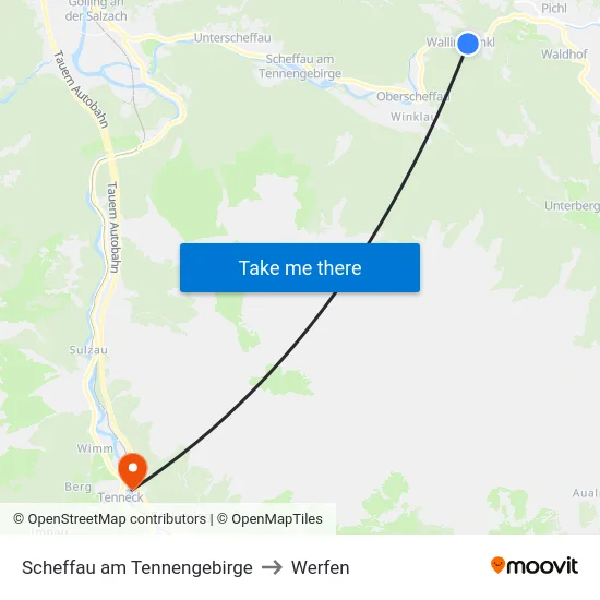Scheffau am Tennengebirge to Werfen map