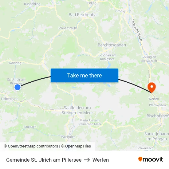 Gemeinde St. Ulrich am Pillersee to Werfen map