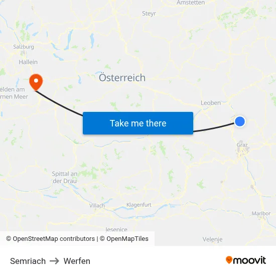 Semriach to Werfen map