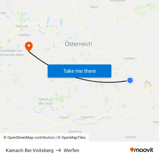 Kainach Bei Voitsberg to Werfen map