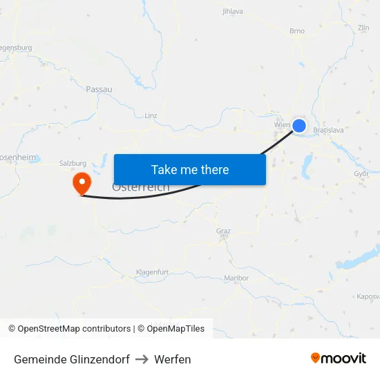Gemeinde Glinzendorf to Werfen map