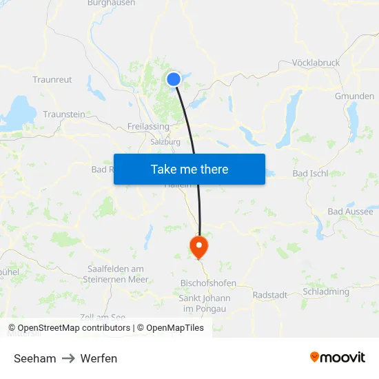 Seeham to Werfen map