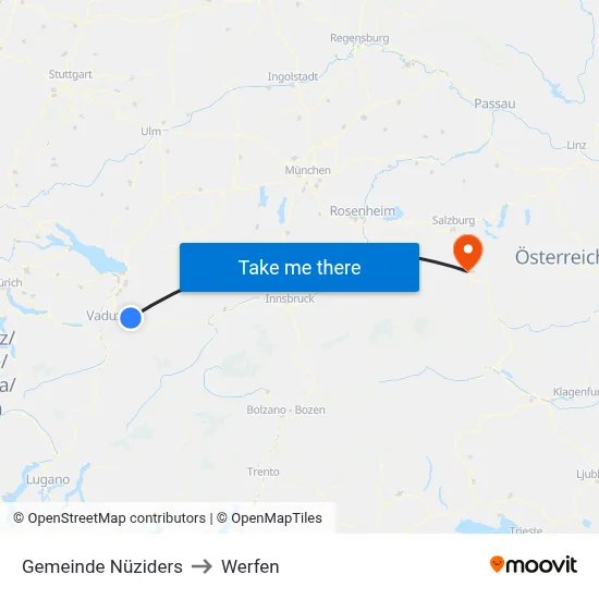 Gemeinde Nüziders to Werfen map