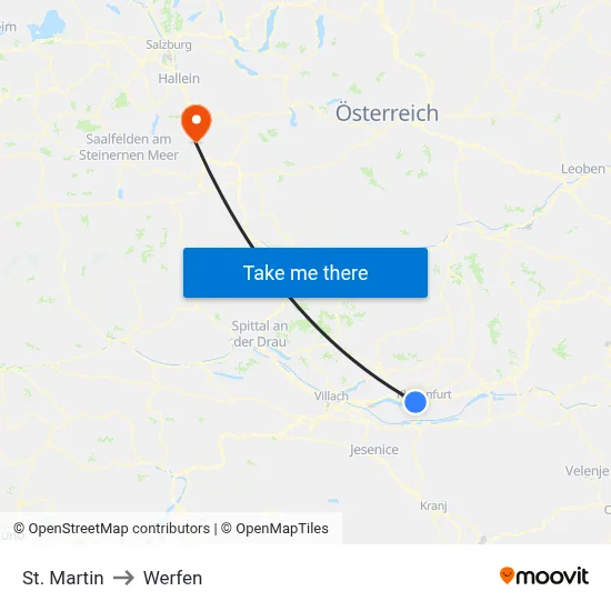 St. Martin to Werfen map