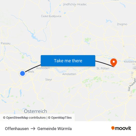 Offenhausen to Gemeinde Würmla map