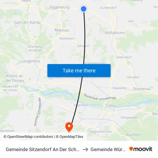 Gemeinde Sitzendorf An Der Schmida to Gemeinde Würmla map