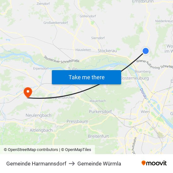 Gemeinde Harmannsdorf to Gemeinde Würmla map