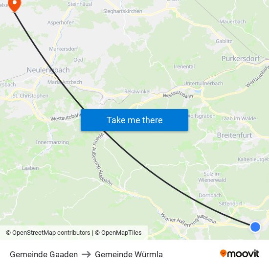 Gemeinde Gaaden to Gemeinde Würmla map