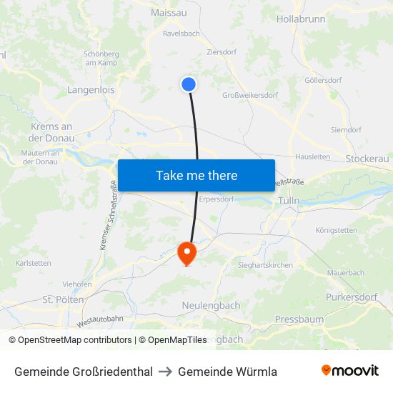 Gemeinde Großriedenthal to Gemeinde Würmla map