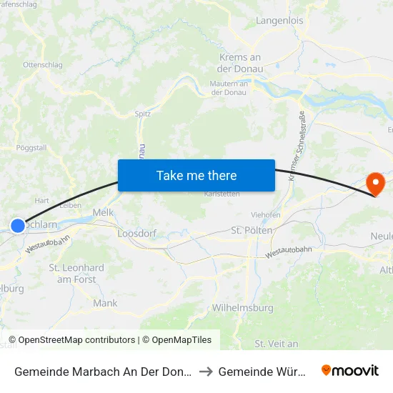 Gemeinde Marbach An Der Donau to Gemeinde Würmla map