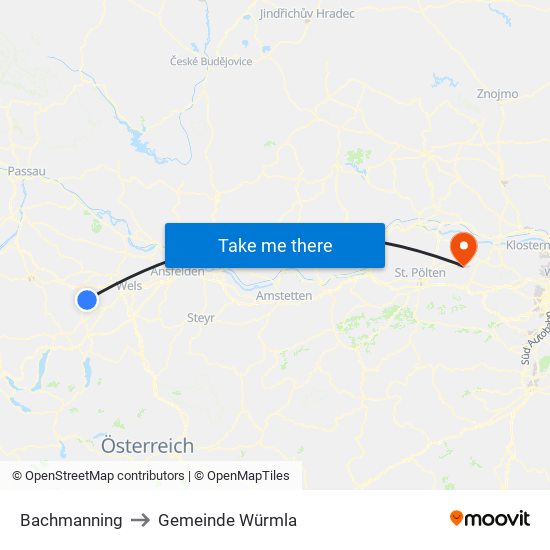 Bachmanning to Gemeinde Würmla map