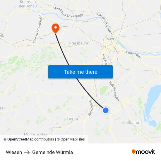 Wiesen to Gemeinde Würmla map