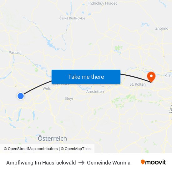 Ampflwang Im Hausruckwald to Gemeinde Würmla map