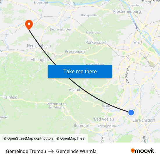 Gemeinde Trumau to Gemeinde Würmla map
