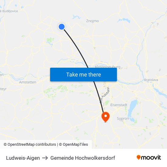 Ludweis-Aigen to Gemeinde Hochwolkersdorf map