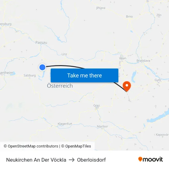Neukirchen An Der Vöckla to Oberloisdorf map