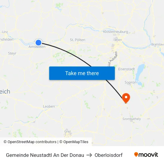 Gemeinde Neustadtl An Der Donau to Oberloisdorf map