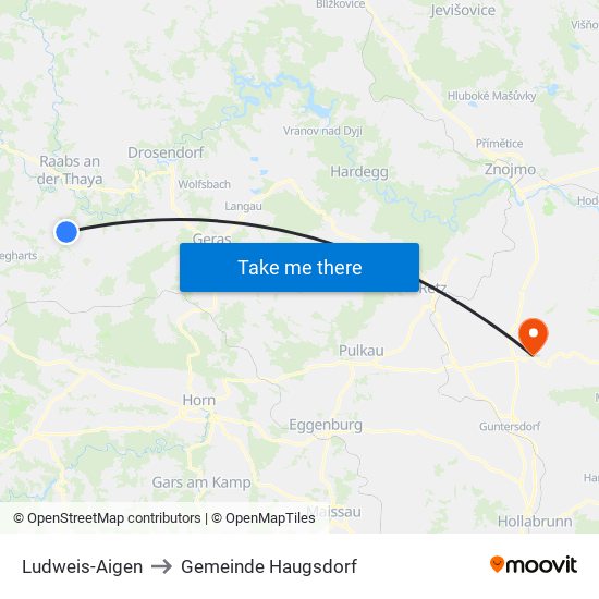 Ludweis-Aigen to Gemeinde Haugsdorf map