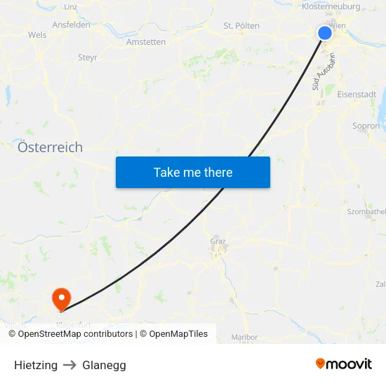 Hietzing to Glanegg map