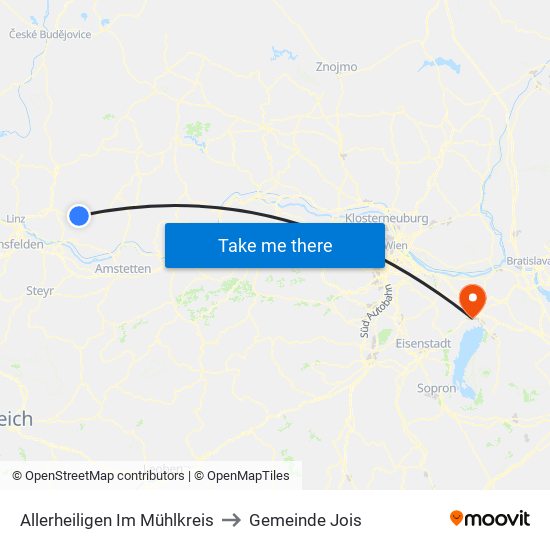 Allerheiligen Im Mühlkreis to Gemeinde Jois map