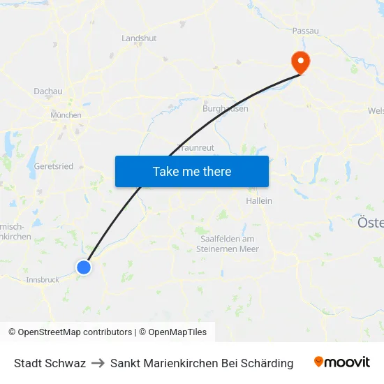 Stadt Schwaz to Sankt Marienkirchen Bei Schärding map