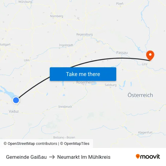 Gemeinde Gaißau to Neumarkt Im Mühlkreis map