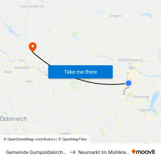 Gemeinde Gumpoldskirchen to Neumarkt Im Mühlkreis map