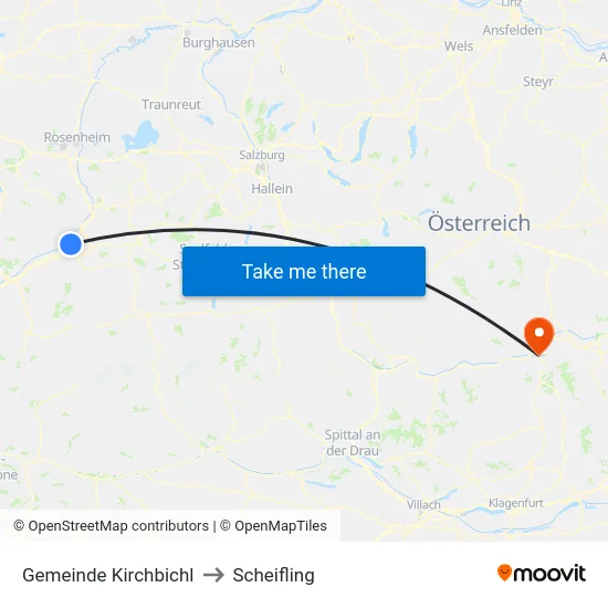 Gemeinde Kirchbichl to Scheifling map