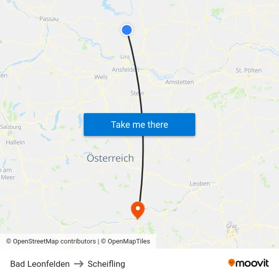 Bad Leonfelden to Scheifling map