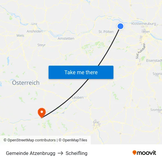 Gemeinde Atzenbrugg to Scheifling map