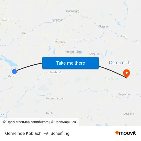 Gemeinde Koblach to Scheifling map