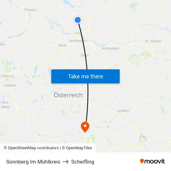 Sonnberg Im Mühlkreis to Scheifling map