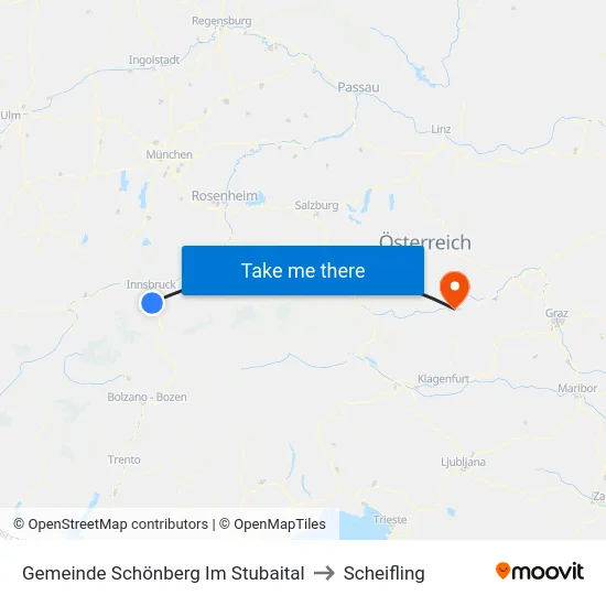 Gemeinde Schönberg Im Stubaital to Scheifling map