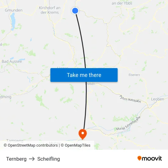 Ternberg to Scheifling map