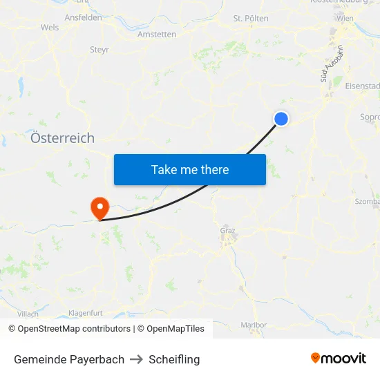 Gemeinde Payerbach to Scheifling map