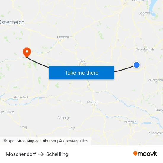 Moschendorf to Scheifling map