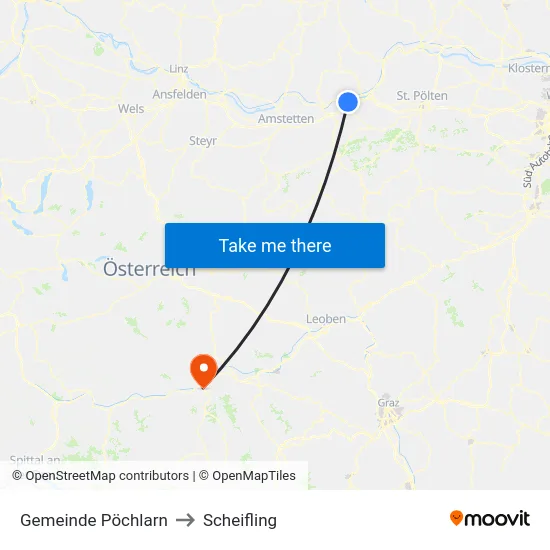 Gemeinde Pöchlarn to Scheifling map