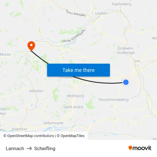 Lannach to Scheifling map