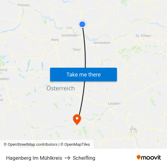 Hagenberg Im Mühlkreis to Scheifling map