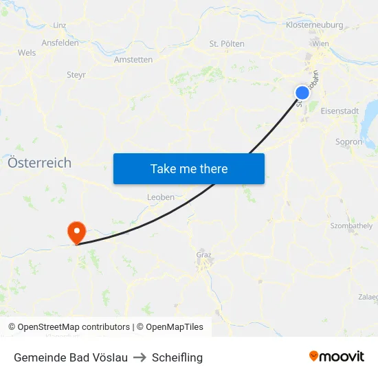 Gemeinde Bad Vöslau to Scheifling map