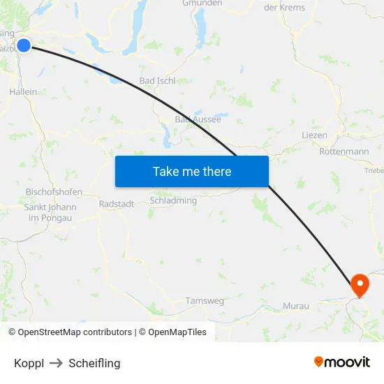 Koppl to Scheifling map