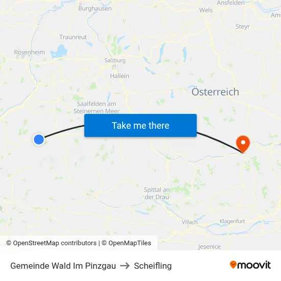 Gemeinde Wald Im Pinzgau to Scheifling map