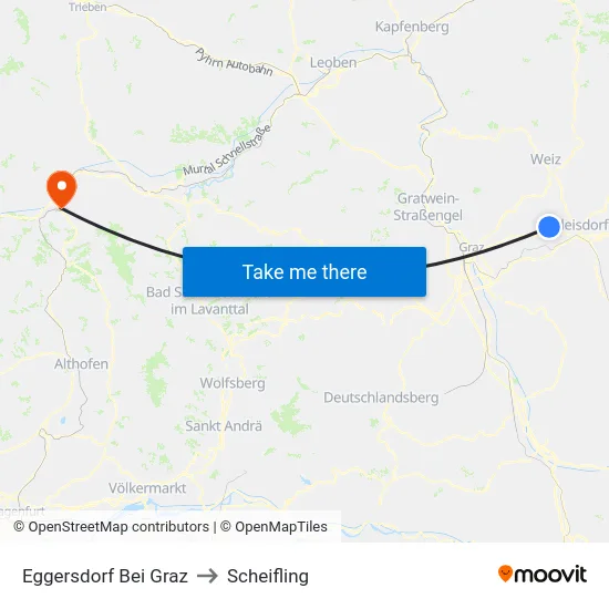 Eggersdorf Bei Graz to Scheifling map