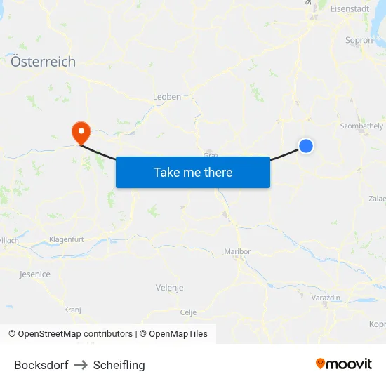 Bocksdorf to Scheifling map