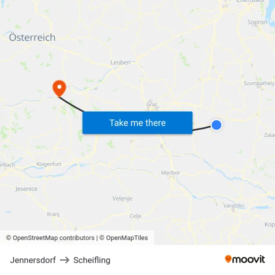 Jennersdorf to Scheifling map