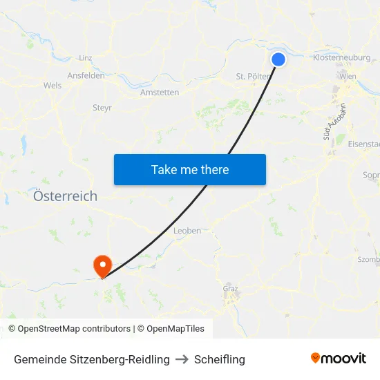 Gemeinde Sitzenberg-Reidling to Scheifling map