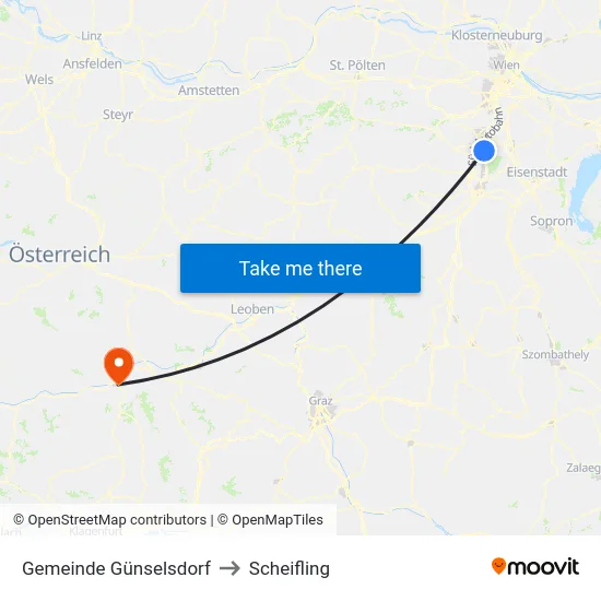 Gemeinde Günselsdorf to Scheifling map