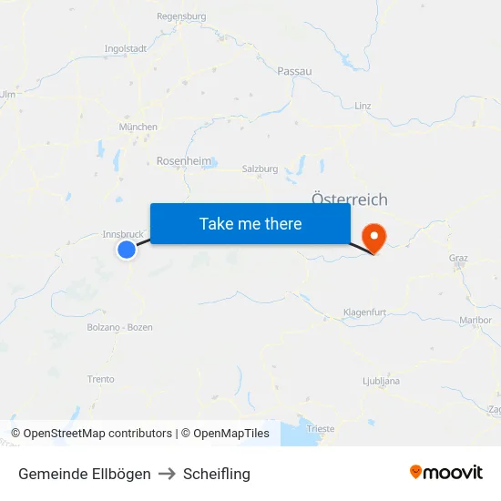 Gemeinde Ellbögen to Scheifling map