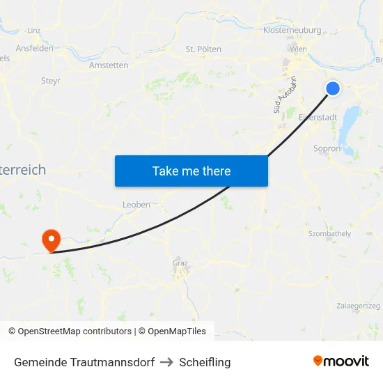 Gemeinde Trautmannsdorf to Scheifling map